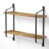 Love KANKEI Rustic Floating Shelves Wall Mounted Industrial Wall Shelves For Pantry Living Room Bedroom Kitchen Entryway 2 Tier Wood Storage Shelf Heavy Duty Carbonized Black 0 100x100
