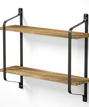 Love KANKEI Rustic Floating Shelves Wall Mounted Industrial Wall Shelves For Pantry Living Room Bedroom Kitchen Entryway 2 Tier Wood Storage Shelf Heavy Duty Carbonized Black 0 300x360
