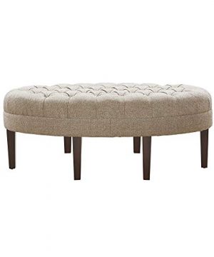 Madison Park Martin Oval Surfboard Tufted Ottoman Large Soft Fabric All Foam Wood Frame Linen Oval Coffee Table Ottoman 1 Piece Modern Design Coffee Table For Living Room 0 1 300x360