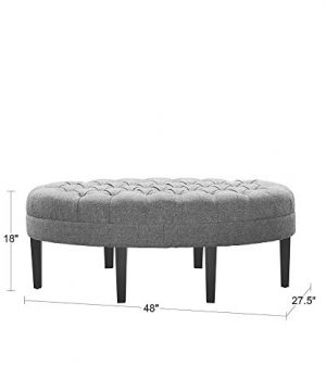 Madison Park Martin Oval Surfboard Tufted Ottoman Large Soft Fabric All Foam Wood Frame Linen Oval Coffee Table Ottoman 1 Piece Modern Design Coffee Table For Living Room 0 2 300x360