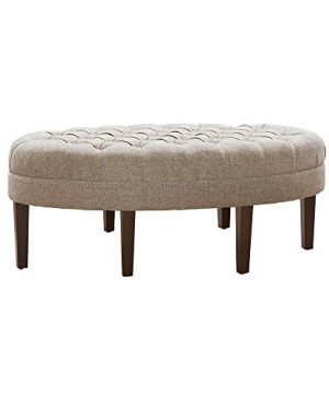 Madison Park Martin Oval Surfboard Tufted Ottoman Large Soft Fabric All Foam Wood Frame Linen Oval Coffee Table Ottoman 1 Piece Modern Design Coffee Table For Living Room 0 300x360