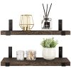 Mkono Rustic Wood Floating Shelves Wall Mounted Shelving Set Of 2 Decorative Wall Storage Shelves With Lip Brackets For Bedroom Living Room Bathroom Kitchen Hallway Office 0 100x100