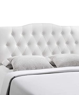 Modway Annabel Tufted Button Faux Leather Upholstered King Headboard In White 0 300x360