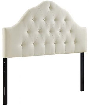 Modway Sovereign Tufted Button Linen Fabric Upholstered Queen Headboard In Ivory 0 300x360