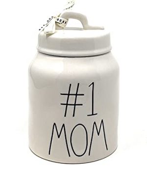 Rae Dunn 1 MOM White Glossy 675 Inch Canister 0 300x360