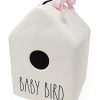 Rae Dunn By Magenta BABY BIRD Ceramic LL Decorative Birdhouse With Pink White Check Ribbon 2020 Limited Edition 0 100x100