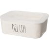 Rae Dunn By Magenta DELISH Ceramic LL Medium Square Food Storage Bowl Container With Lid 2020 Limited Edition 0 100x100