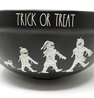 Rae Dunn By Magenta TRICK OR TREAT Black Ceramic Mummy Icon LL Serving Mixing Bowl 2019 Limited Edition 0 0 300x315