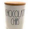 Rae Dunn CHOCOLATE CHIPS Glossy Ivory Color 525 Inches High Ceramic LL Canister Cellar With Wood Lid Black Letters 0 100x100