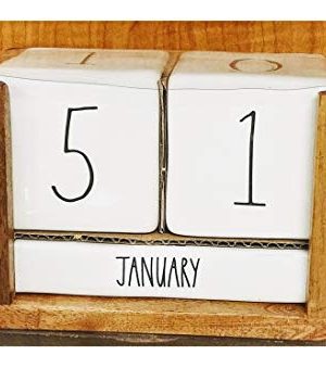 Rae Dunn Ceramic Block Calendar In Wood Box Artisan Collection By Magenta 0 300x339