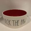 Rae Dunn DECK THE PAWS Dog Pet Bowl Red Interior 6 Inches Ceramic 0 100x100