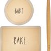 Rae Dunn Everyday Collection 3 Piece Baking Set Silicone Pastry Baking Mats For Counter Pie Crust Mat Beechwood Rolling Pin White 0 100x100