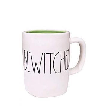 Rae Dunn Large Letter LL Halloween Mugs 16 Oz Coffee Mugs BEWITCHED GREEN INTERIOR 0 300x360