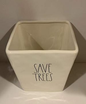 Rae Dunn SAVE TREE Waste Basket Glazed Ceramic Office 8 X 7 X 10 Inches 0 0 300x360