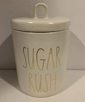 Rae Dunn SUGAR RUSH Canister LL Gold Lettering 6 X 4 Inches Ceramic 0 300x360