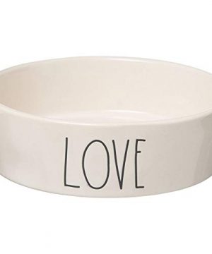 Rae Dunn By Magenta Ceramic DogCat Feeding Bowl Cream Love In Large Letters Diameter 5 0 300x360