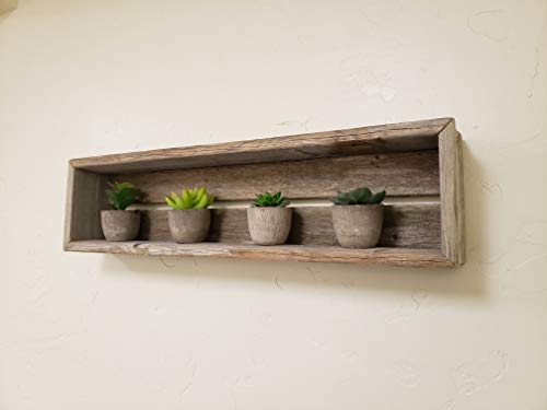 Reclaimed Wood Shadow Box Shelf With Wood Backing Floating Shelf Weathered Grey Rectangle 0 0