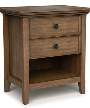 SIMPLIHOME Amherst 24 Inches Wide Night Stand Bedside Table Rustic Natural Aged Brown SOLID WOOD Rectangle With Storage 2 Drawers And 1 Shelf For The Bedroom Transitional 0 300x360