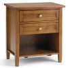 SIMPLIHOME Warm Shaker 24 Inches Wide Night Stand Bedside Table Light Golden Brown SOLID WOOD Rectangle With Storage 2 Drawers And 1 Shelf For The Bedroom Rustic 0 100x100