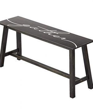 The Lakeside Collection Wooden Sentiment Entryway And Kitchen Bench Gather Black 0 300x360