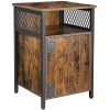 VASAGLE ALINRU Bedroom Nightstand With Open Shelf And Storage Cabinet Industrial Rustic Brown And Black ULET068B01 0 100x100
