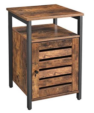 VASAGLE Lowell Nightstand Night Table With Open Shelf Inner Adjustable Shelf Steel Frame 157 X 157 X 236 Inches Bedroom Industrial Rustic Brown And Black ULET62BX 0 300x360