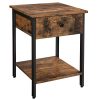 VASAGLE Nightstand End Table Side Table With Drawer And Shelf Bedroom Easy Assembly Steel Industrial Design Rustic Brown And Black ULET55BX 0 100x100