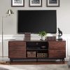WAMPAT Wood Mid Century Modern TV Stand Rustic Walnut Television Stands Media Entertainment Center With Storage For TVs Up To 65 0 100x100