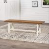 Walker Edison Rustic Solid Wood Entryway Room Bench Kitchen Table Set Dining Chairs 60 Inch Rustic OakWhite Wash 0 100x100
