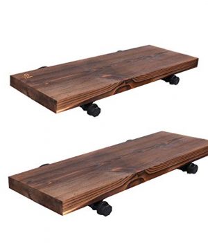 Wall Mounted Floating Shelves With Industrial Pipe Brackets Set Of 2 Solid Pine Wood Pipe Shelf Dark Walnut Color 236 Inch And 197 Inch Length X 75 Inch Wider 0 300x360