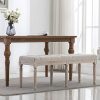 Chairus Fabric Upholstered Dining Bench Classic Entryway Ottoman Bench Bedroom Bench With Rustic Wood Legs Beige 0 100x100