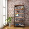 Shaofu 5 Tier Industrial Style Bookshelf And Bookcase Vintage 5 Shelf Industrial Bookshelf Furniture US Stock 2 Pack 5 Tiers 0 100x100