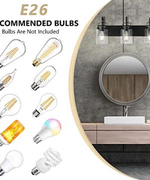 Bathroom Vanity Light Fixtures Minetom 3 Light Matte Black Modern Wall Sconce Lighting With Clear Glass Shade And Metal Base Wall Mounted Lamp For Mirror Cabinet Kitchen Stairs 0 3 300x360