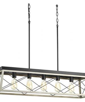 Briarwood Collection Whitewashed Five Light Farmhouse Linear Chandelier 0 4 300x360