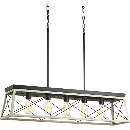 Briarwood Collection Whitewashed Five Light Farmhouse Linear Chandelier 0 4