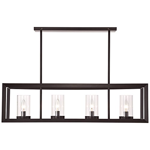 Cove Point Oil Rubbed Bronze Linear Pendant Chandelier 34 12 Wide 4 Light Open Frame Clear Glass For Kitchen Island Dining Room Franklin Iron Works 0 2
