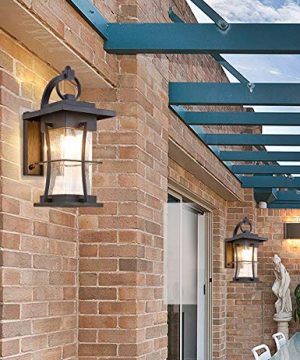 EERU Waterproof Outdoor Wall Sconces Light Fixtures Exterior Wall Lanterns Outside House Lamps Black Metal With Clear Seeded Glass Perfect For Exterior Porch Patio House 0 1 300x360