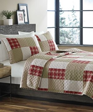 Eddie Bauer Home Camino Island Collection 100 Cotton Reversible Light Weight Quilt Bedspread With Matching Sham 2 Piece Bedding Set Pre Washed For Extra Comfort Twin Red 0 300x360