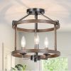 GEPOW Semi Flush Mount Ceiling Light Fixture Farmhouse Faux Wood Ceiling Light For Bedroom Hallway Foyer Entryway Kitchen Stairway Dining Living Room 0 100x100
