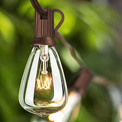 Goothy 25ft Outdoor String Lights With 27 Edison Bulbs 2 Spare 5 W120 V C7E12 Base ST35 Patio Hanging Lights UL Listed For Garden Backyard Pergola Party Cafe Bistro Wedding Decor Brown 0