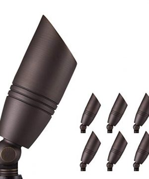 HA Solid Brass Landscape Spotlight Pack Of 6 Outdoor Lights 12V Low Voltage With Spike Stand 0 300x360