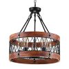 Insfashble Round Wood Metal Chandelier Modern Farmhouse Chandelier Farm Circular Antique For Kitchens Churchs Cafes Restaurants Bars And Hotels Five Lights 0 100x100