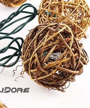 LIDORE 10 Counts Natural Rattan Balls String Light Warm White Light For Patio Wedding Garden And Party Brown Rattan And Green Cord 0 0 300x360