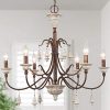 LOG BARN Farmhouse Chandelier For Dining Room 6 Light French Country Lighting With Wood Bell Rust Metal Arms 265 Dia 0 100x100