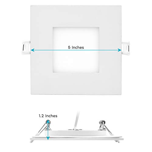 Luxrite 4 Inch Ultra Thin Square LED Recessed Lighting 5 Color Temperature Options 2700K 5000K Dimmable LED Downlight 10W IC Rated Wet Rated Canless LED Recessed Light ETL Listed 4 Pack 0 3