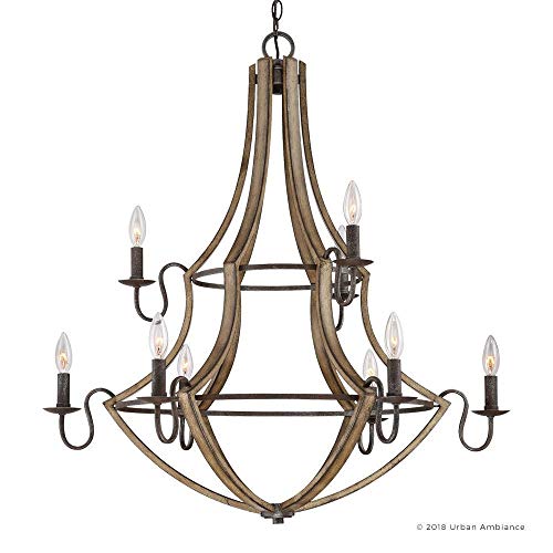 Luxury Farmhouse Chandelier, Large Size: 34.75"H x 32.5"W, with Rustic