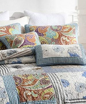 Floral Paisley Grid P Details about   NEWLAKE Bedspread Quilt Set with Real Stitched Embroidery 