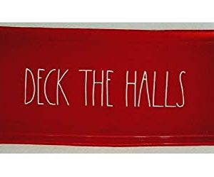 Rae Dunn Artisan Collection Deck The Halls Red Christmas Ceramic Tray Platter 0 300x249