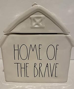 Rae Dunn HOME OF THE BRAVE House Canister 7 X 7 X 5 Inches 0 300x360