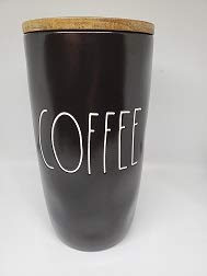 Rae Dunn Large LL Coffee Canister Black Ceramic With Wood Lid 0